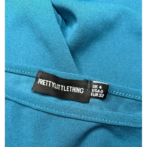 Pretty Little Thing Sz 0 One Shoulder Blue Turquoise Jumpsuit - Picture 3 of 3